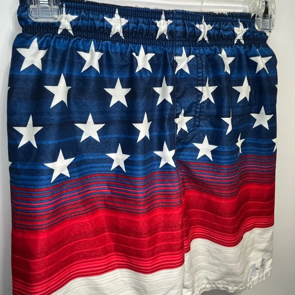 Under Armour Boys Medium Stars & Stripes Swim Shorts - Blue, Red, White